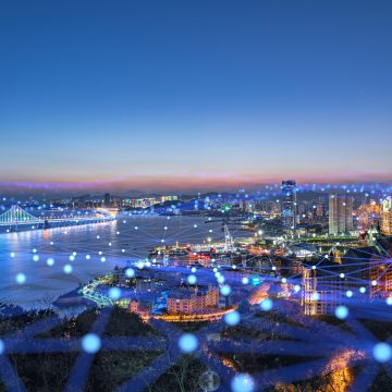 藍色網格線的城市天際線 El ahorro de energía mejorará la eficiencia de los edificios