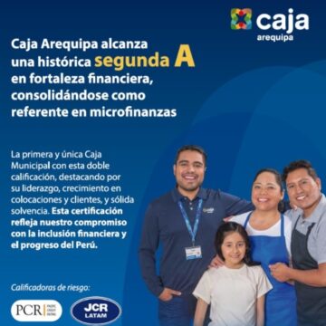 WhatsApp Image 2025-01-29 at 5.13.17 PM Caja Arequipa alcanza segunda certificación A – en fortaleza financiera, consolidándose como líder en el sector microfinanciero