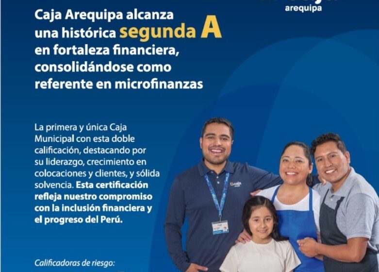 Caja Arequipa alcanza segunda certificación A – en fortaleza financiera, consolidándose como líder en el sector microfinanciero